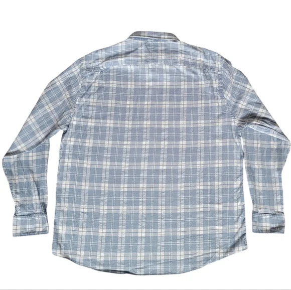 Faherty Ventura Light Blue Plaid Sport Shirt Cotton Stretch Mens Button … - Picture 9 of 16